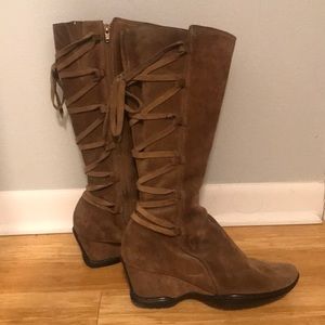 Suede “lace up” boots